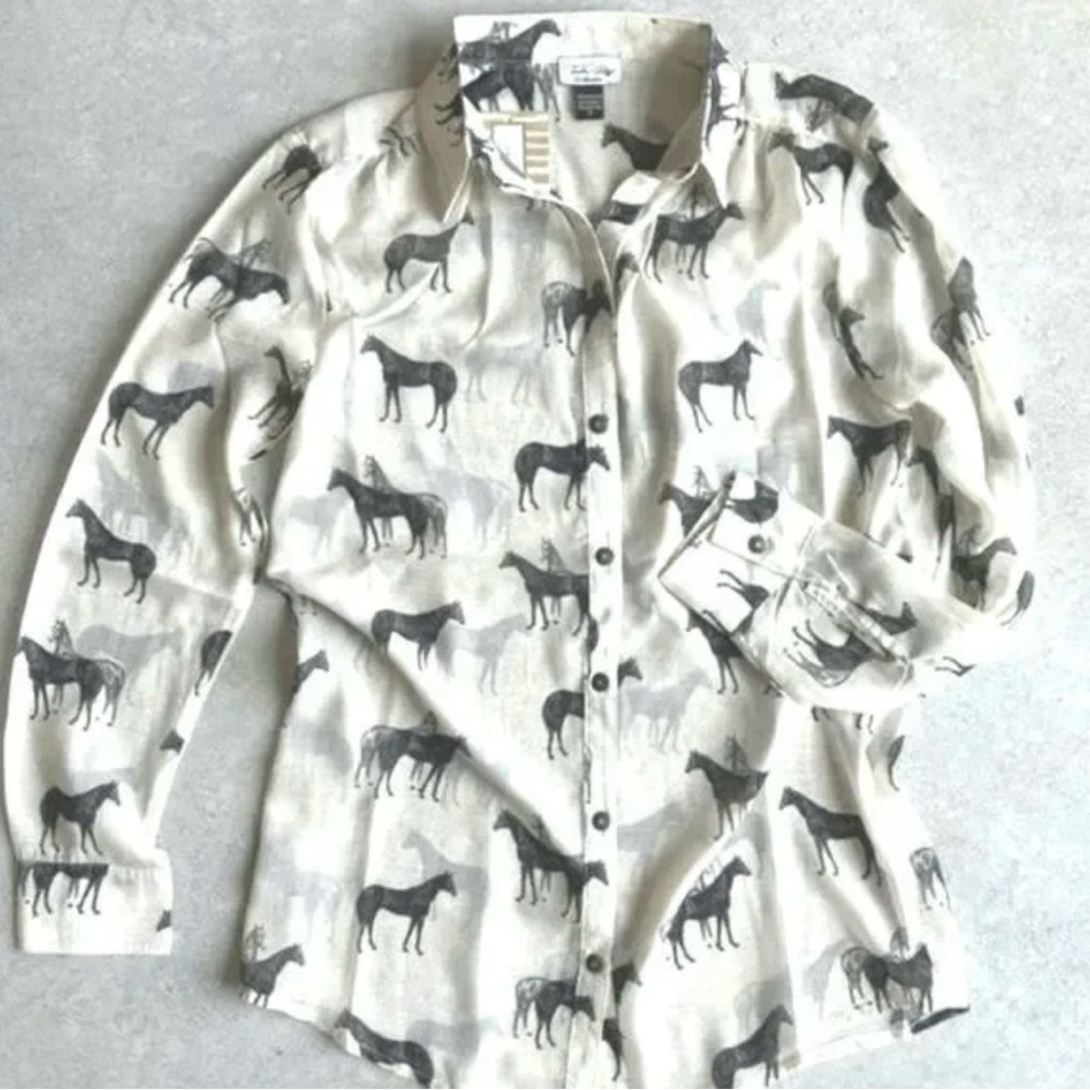 Tasha Polizzi Black and Gray Horse Print Shirt - Picture 2 of 7